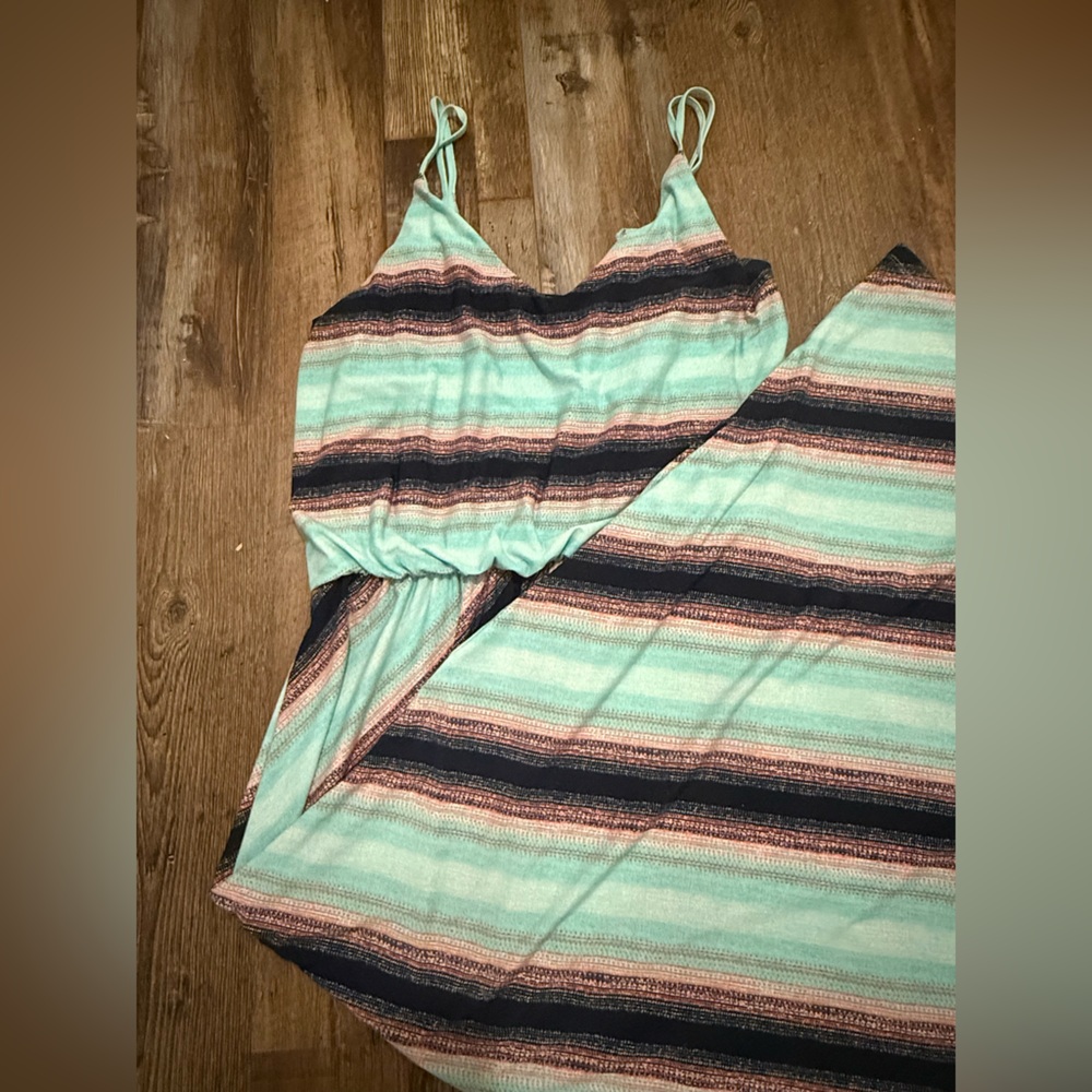 Maurice’s 24/7 Maxi Dress Turquoise/Navy/Pink Sz Med